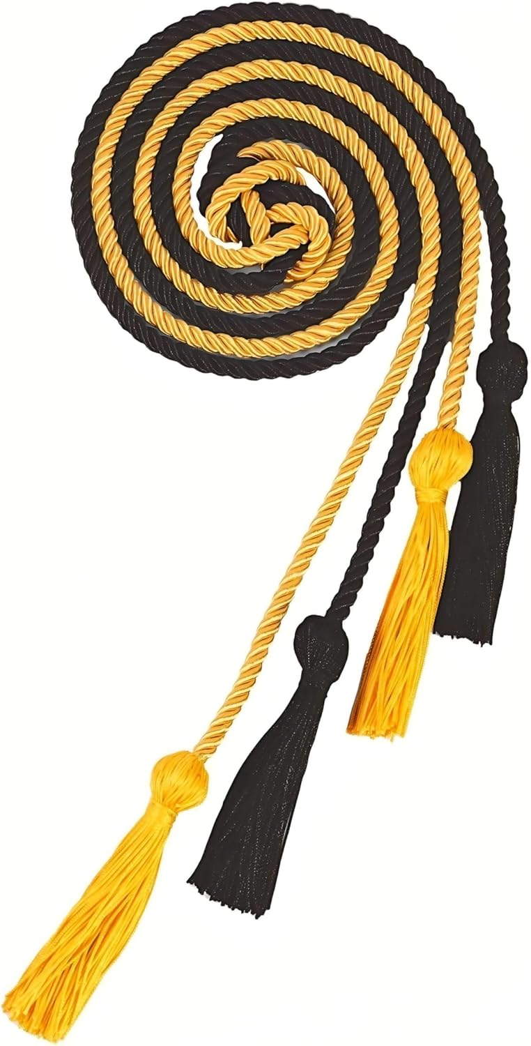 GRADFTY Double Black and Gold Graduation Honor Cords for Graduation 2025, National Honors Society Black and Gold Cords - Image 1